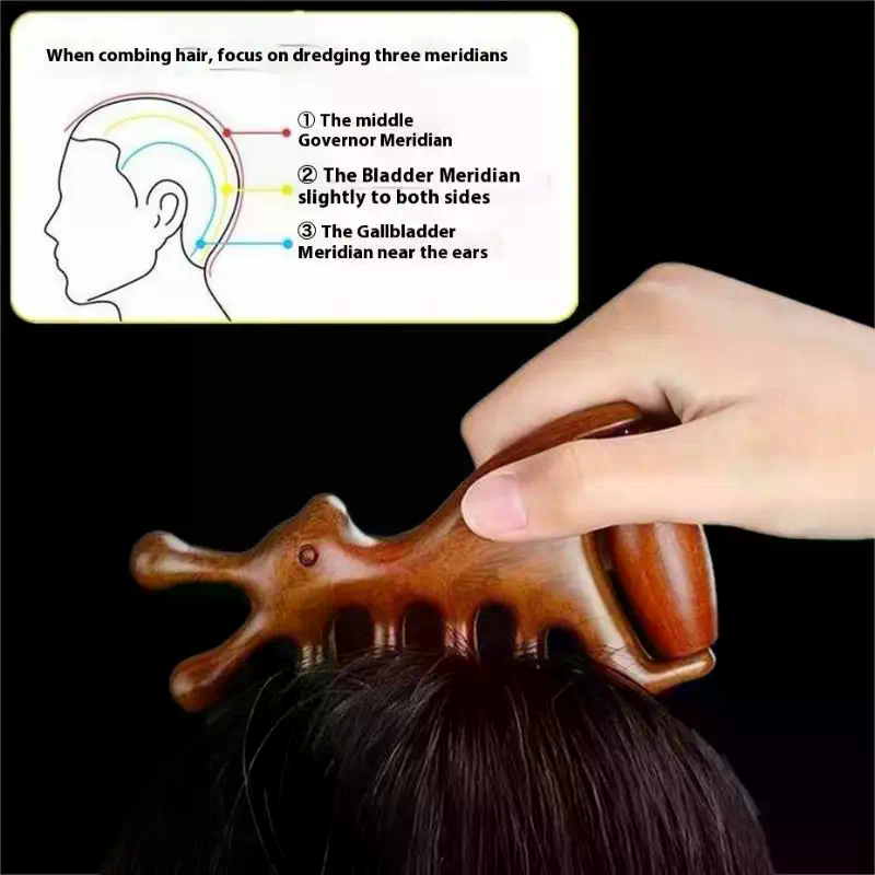 Detangling Wide Comb - Houten Massage Kam Hoofd Meridiaan Hoofdhuid