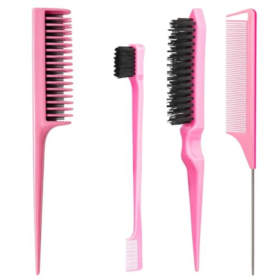 Bamboo Hair Brush - Haarborstelset voor vrouwen en meisjes: roze