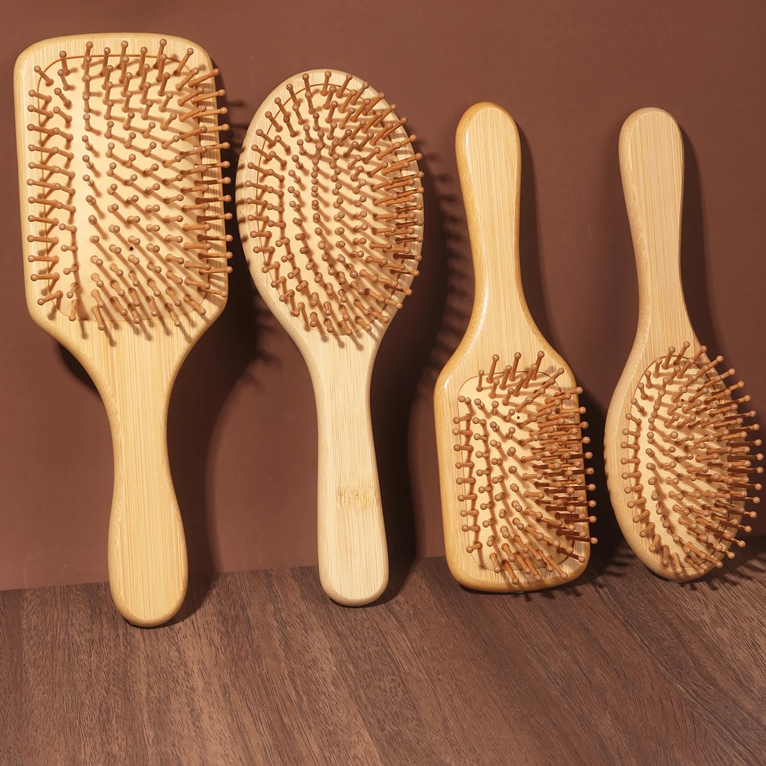 Bamboo Hair Brush - Natuurlijke bamboe paddle-haarborstel met luchtkussen, hoofdhuidmassage,