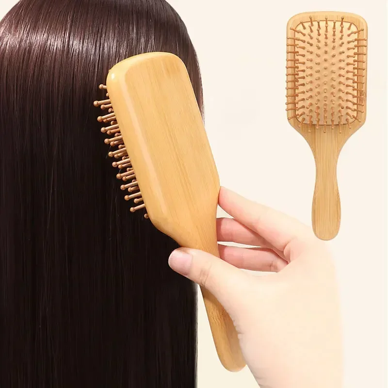 Bamboo Hair Brush - Premium houten bamboe hoofdhuidmassagekam haarborstel verbetert