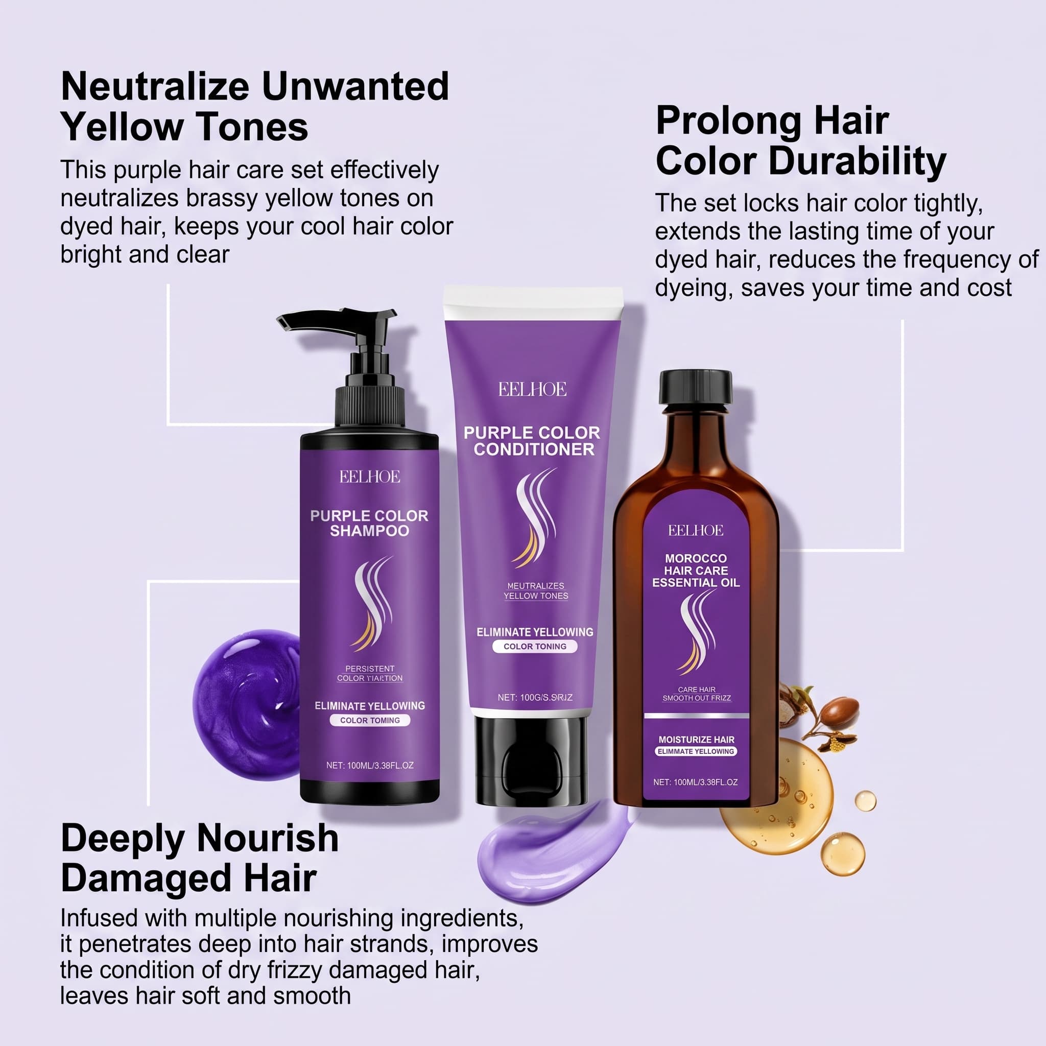 Paarse Shampoo Set met Conditi - Hair Care Serum recensie en prijs